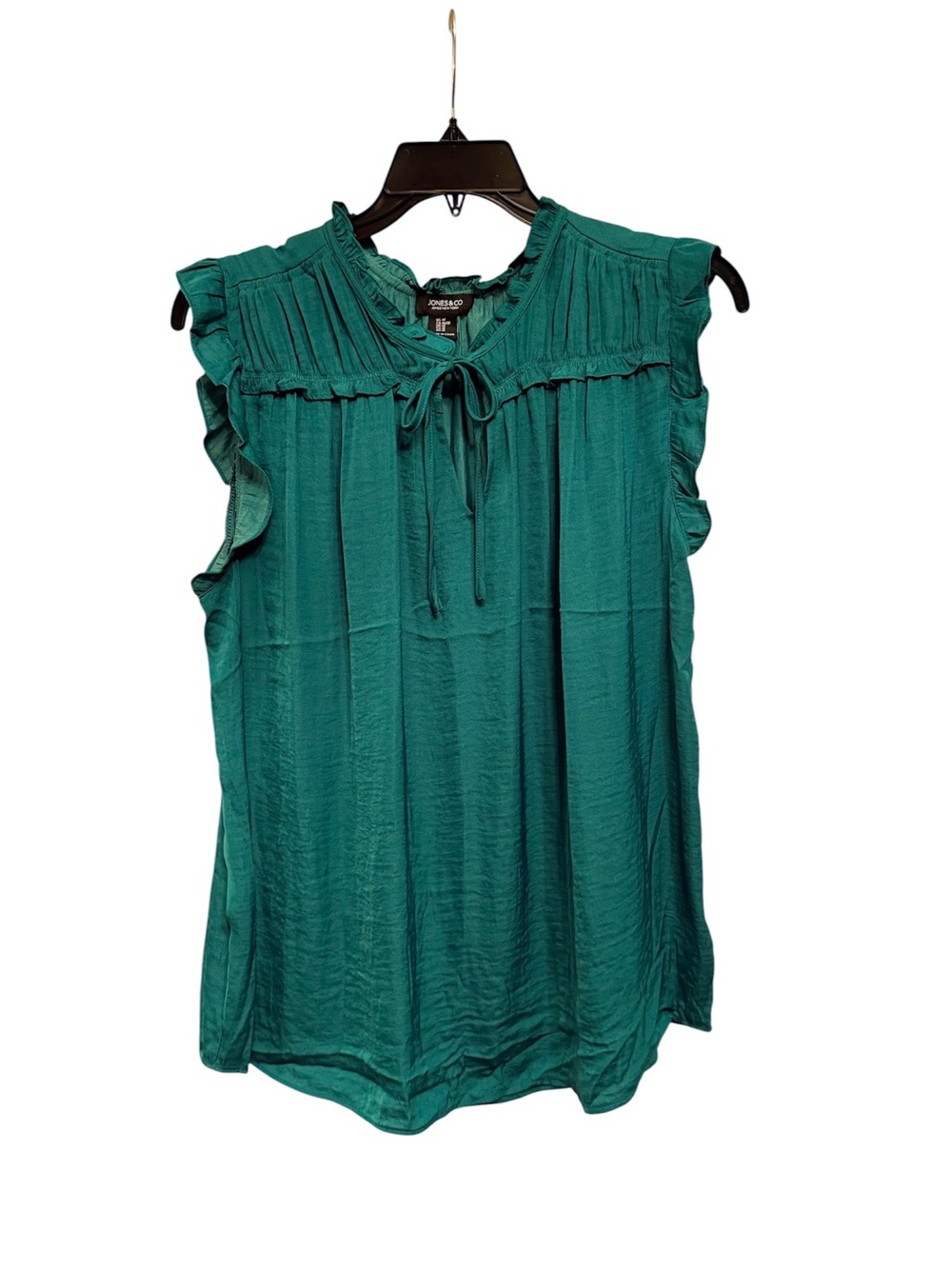 Jones New York Emerald Green Ruffle Tie-Neck Sleeveless Camisole